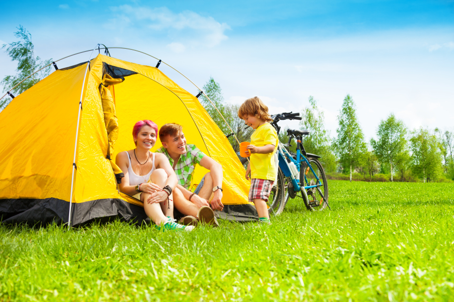 famille camping pour moto